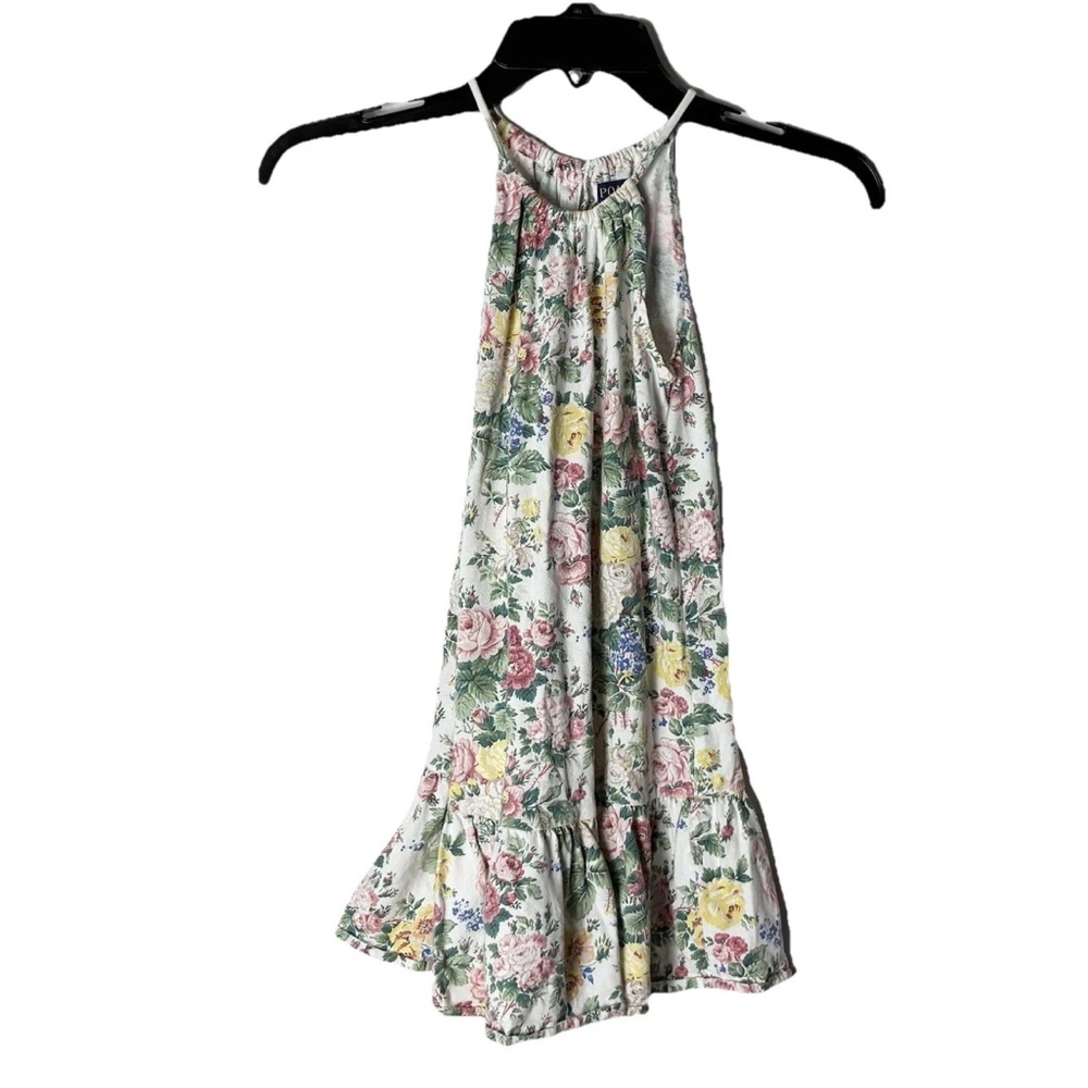 Nwot Polo Ralph Lauren Dress Girls 6 Floral Tiered A-Line Cotton Pink Blue